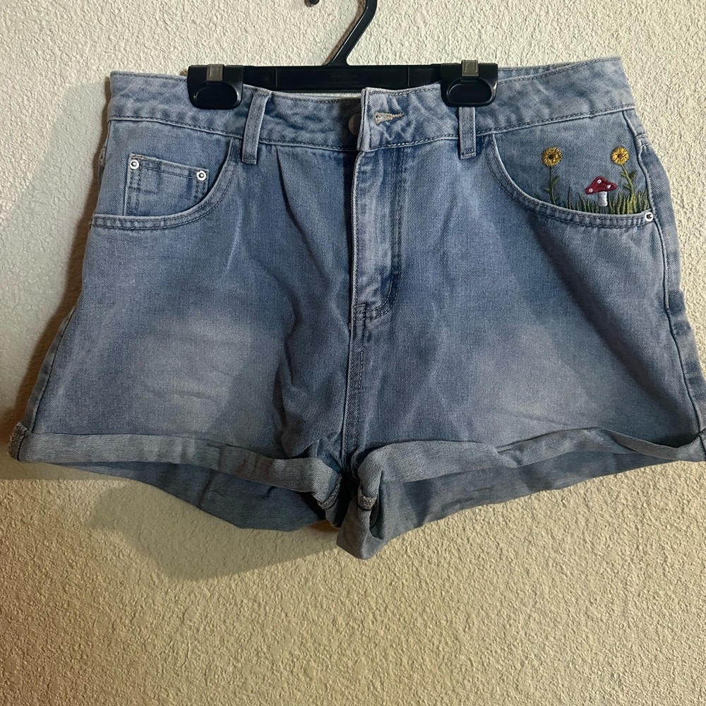 Embroidered Jean Shorts